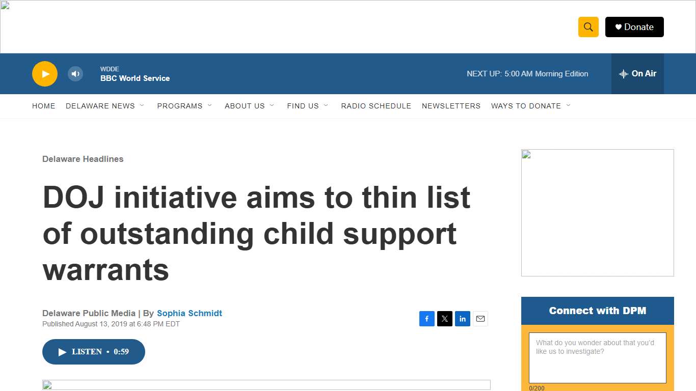 DOJ initiative aims to thin list of outstanding child support warrants Delaware Public Media