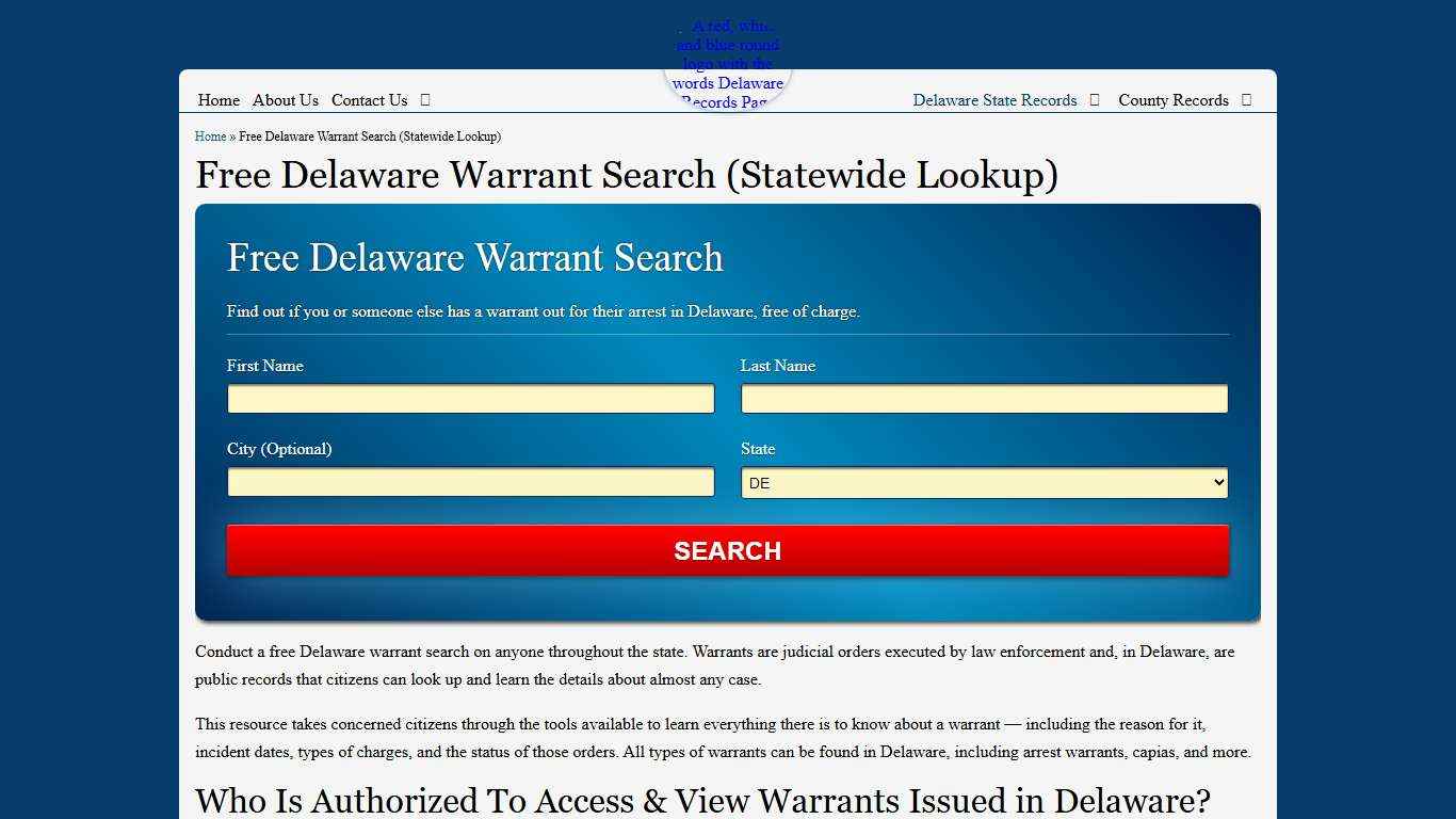 Free Delaware Warrant Search (Statewide Lookup)
